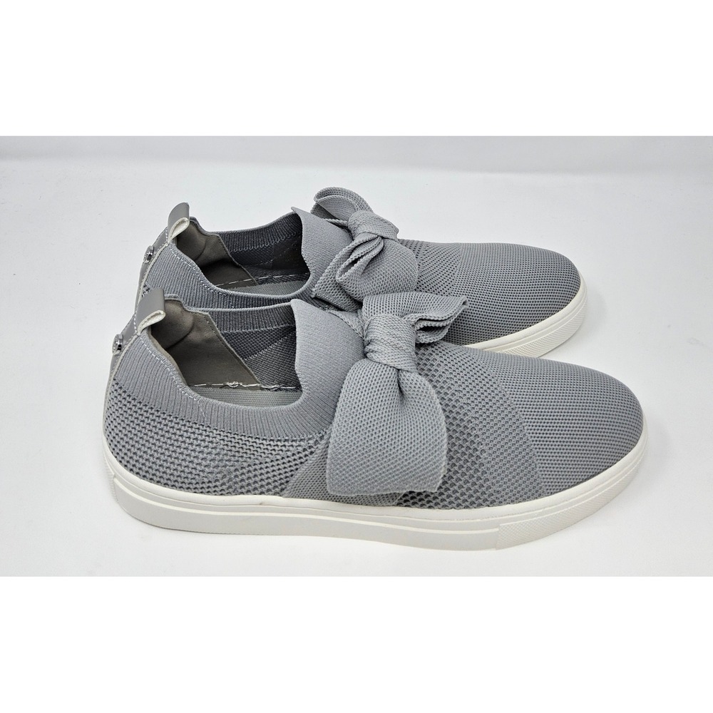 Bandolino Sheis Sneaker Women 11 M NEW Bryce2‎ Bow Slip On Knit Flat Mesh Gray